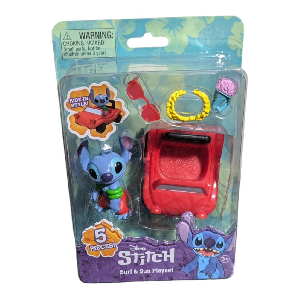 Stitch - Surf And Sun Playset - Small Figure - Disney Just Play Toy Set - New